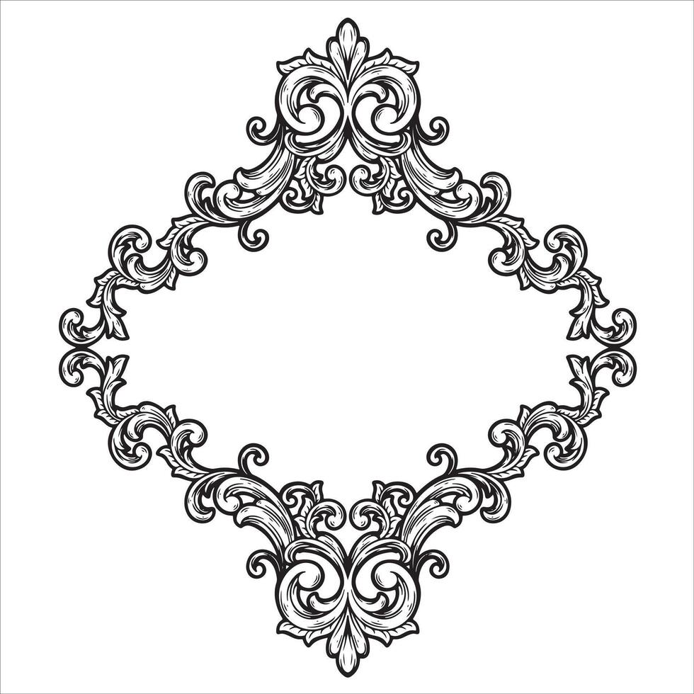 Antique Decorative Floral Circle Frame vector