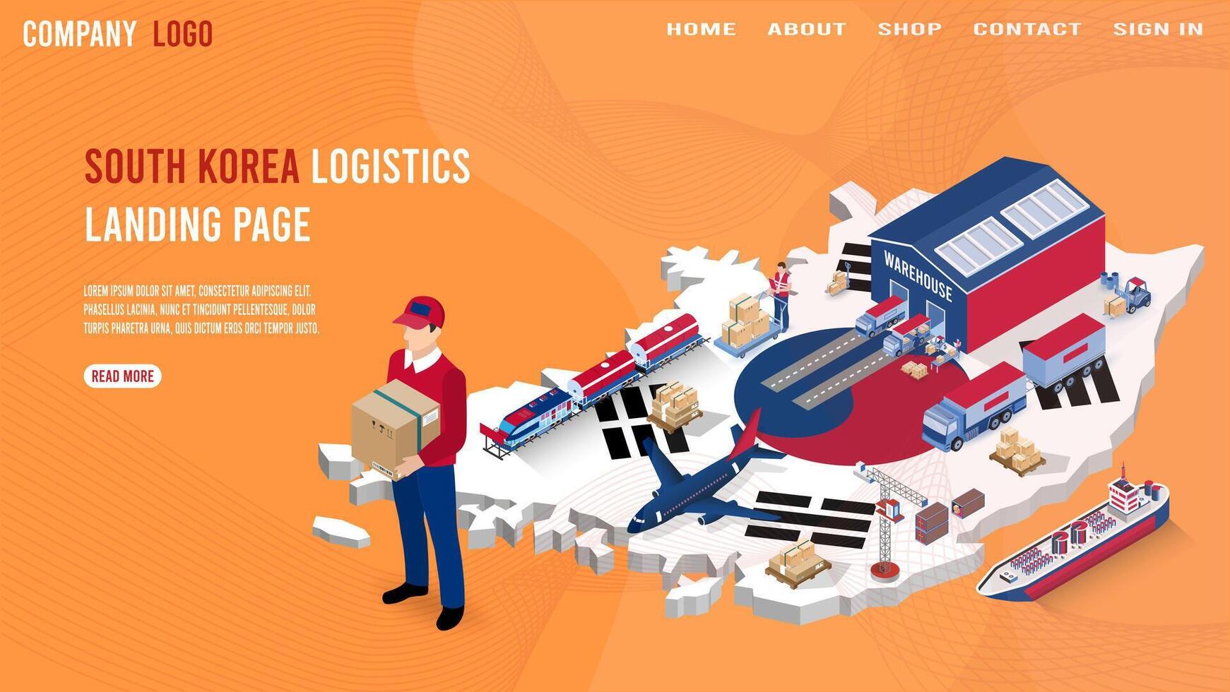 Logistics illustration for South Korea vector