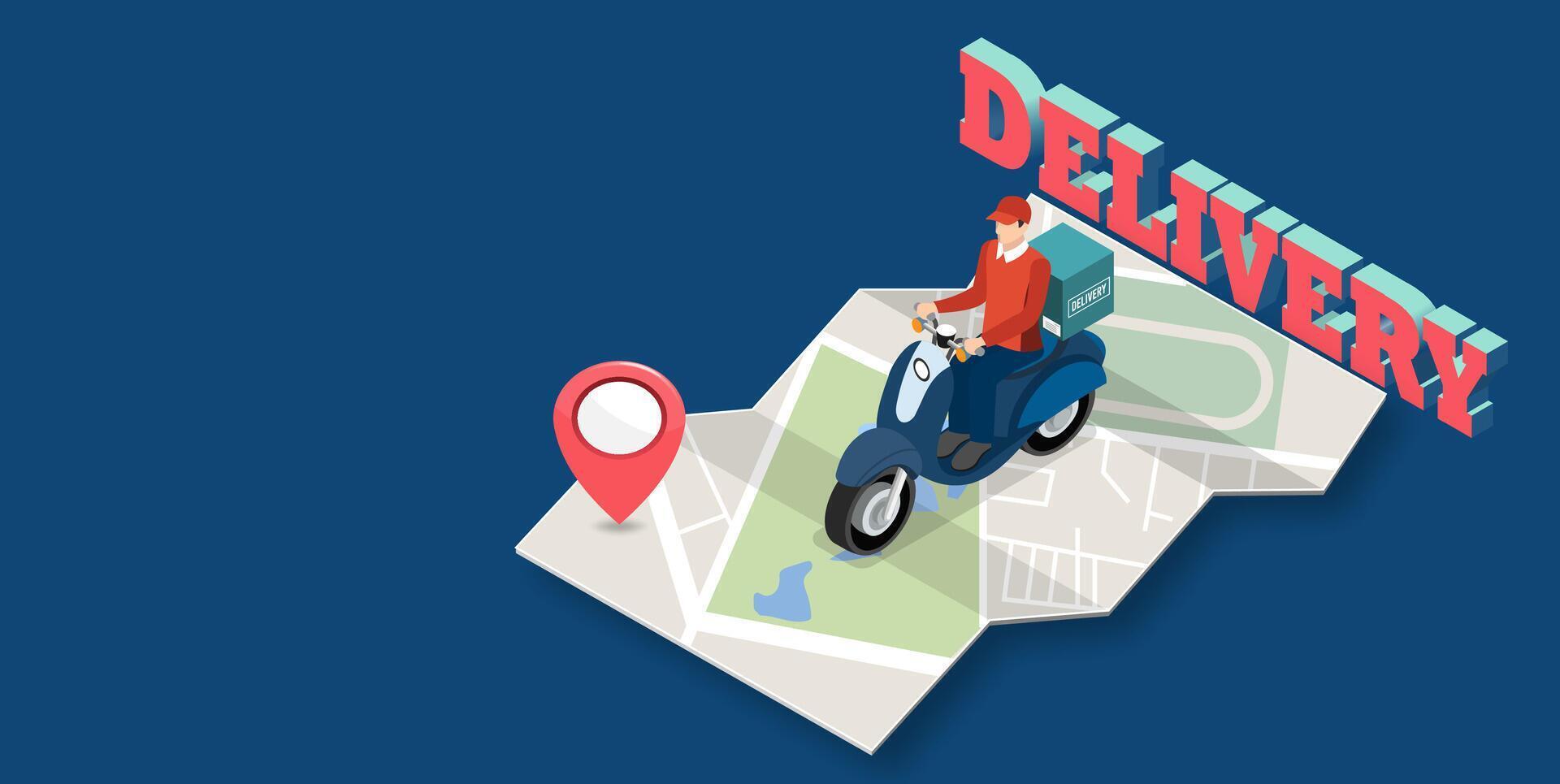 Delivery rider on scooter vector