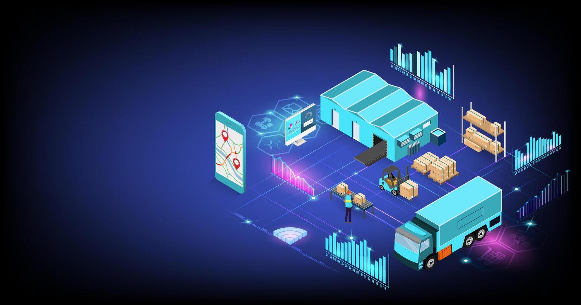 Logistics and supply chain management illustration vector