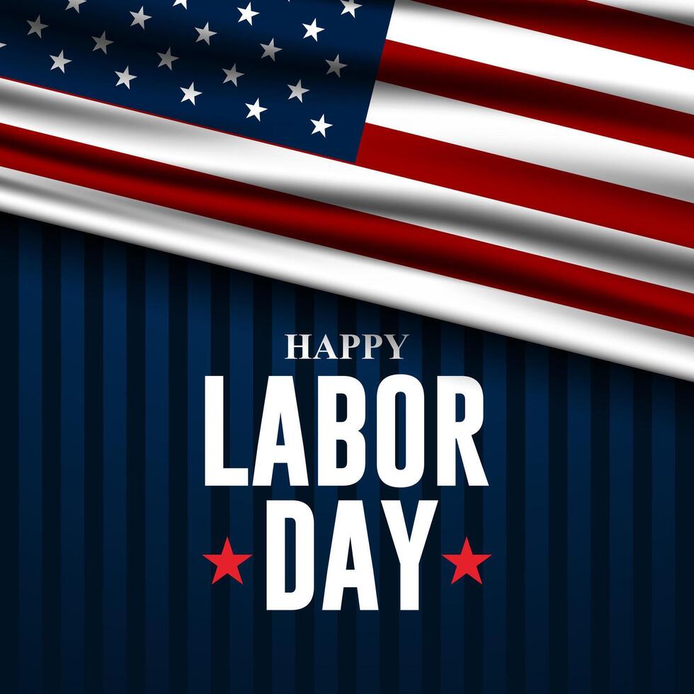 Labor Day celebration with American flag vector
