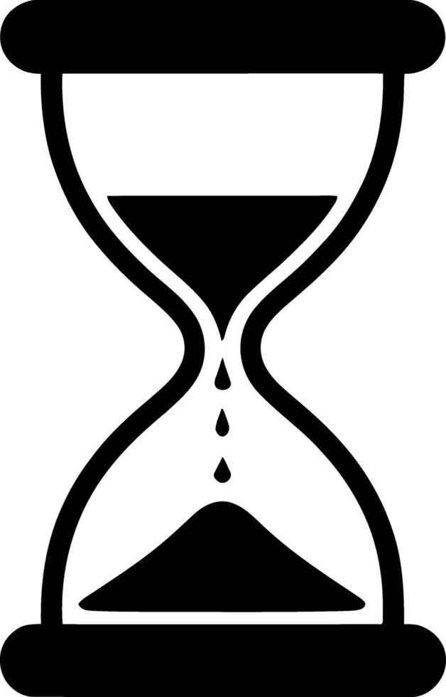 Black and White Hourglass Icon Illustration Representing Time Passing Deadlines Urgency and Countdown on Isolated White Background for Design Projects vector