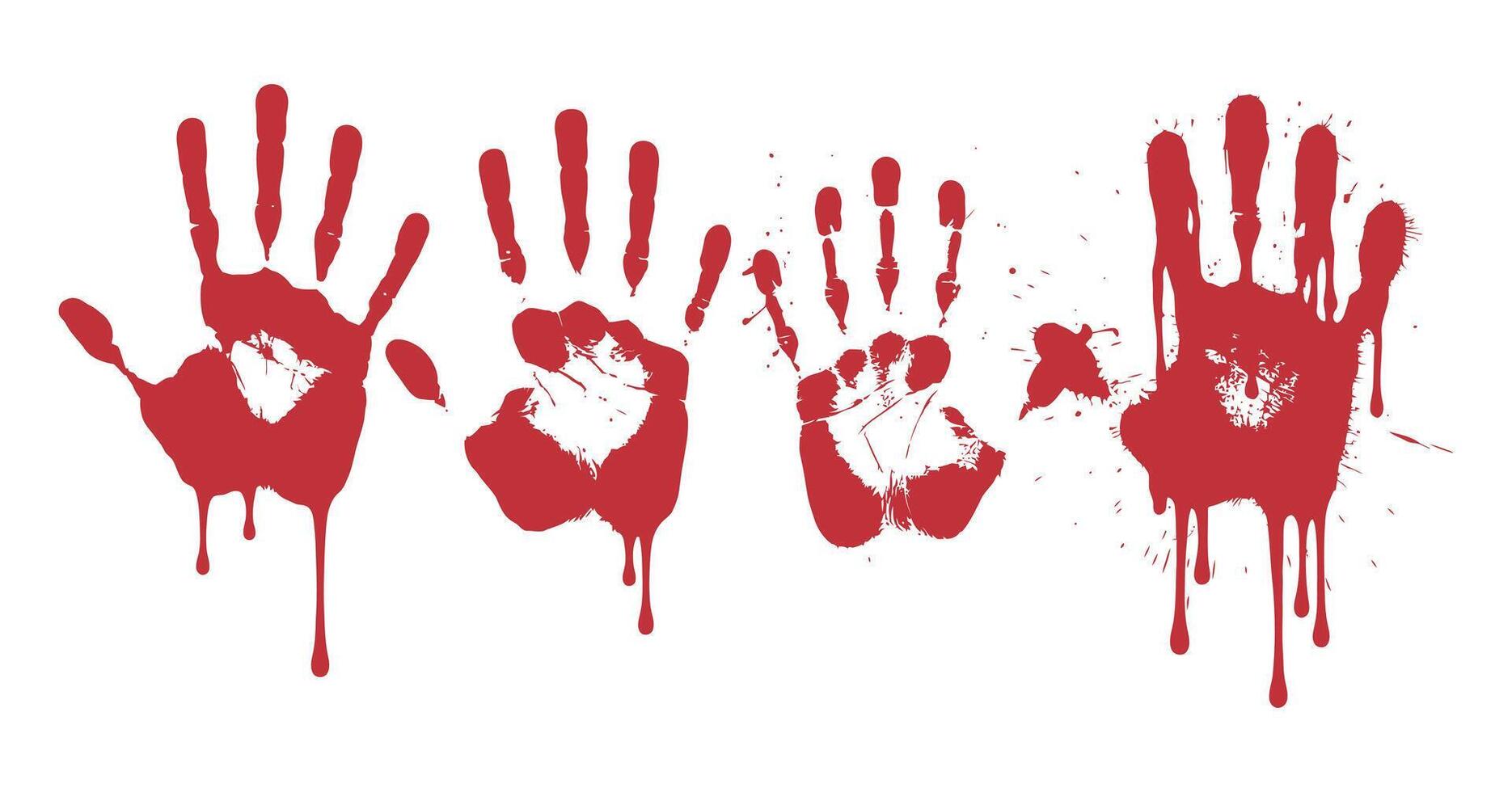 Bloody Handprints on White Background Horror Theme Halloween Design vector