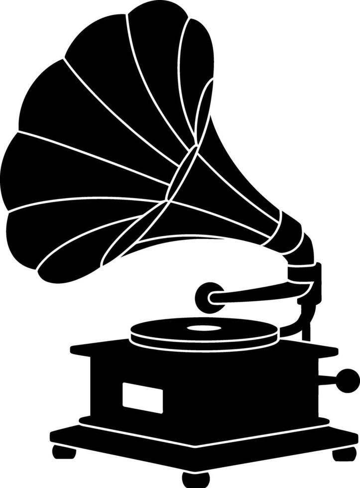 Vintage Gramophone Silhouette A Classic Phonograph Design for Retro Music Lovers and Historical Audio Enthusiasts Perfect for Nostalgic Themed Projects vector