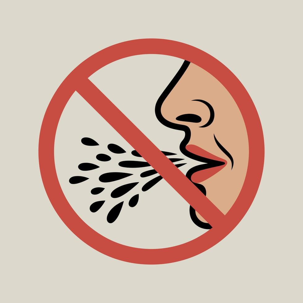 Prohibition Sign Do Not Cough or Sneeze sign illustrating coughing sneezing coughing sneezing prohibition sign prohibition symbol coughing sneezing health virus flu cold vector