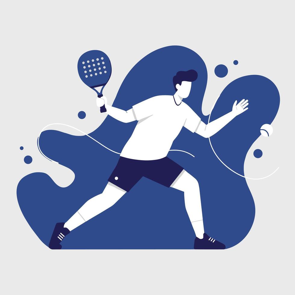 Padel Tennis man Player in Action Flat Illustration vector