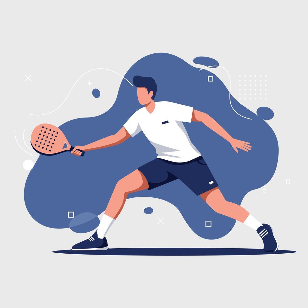 Player hitting a racket ball vector