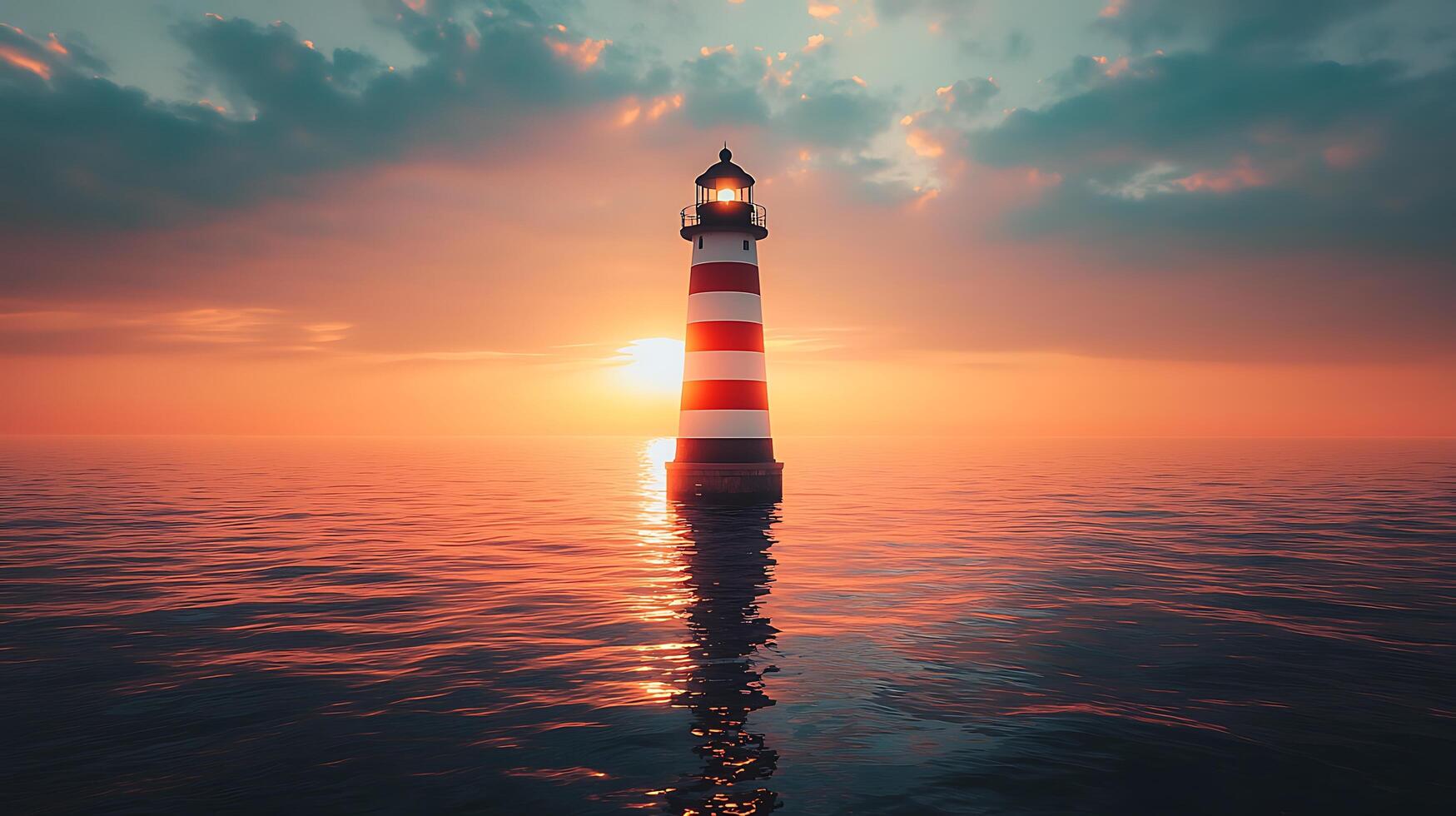 Majestic Lighthouse at Sunset A Beacon of Hope and Guidance. photo