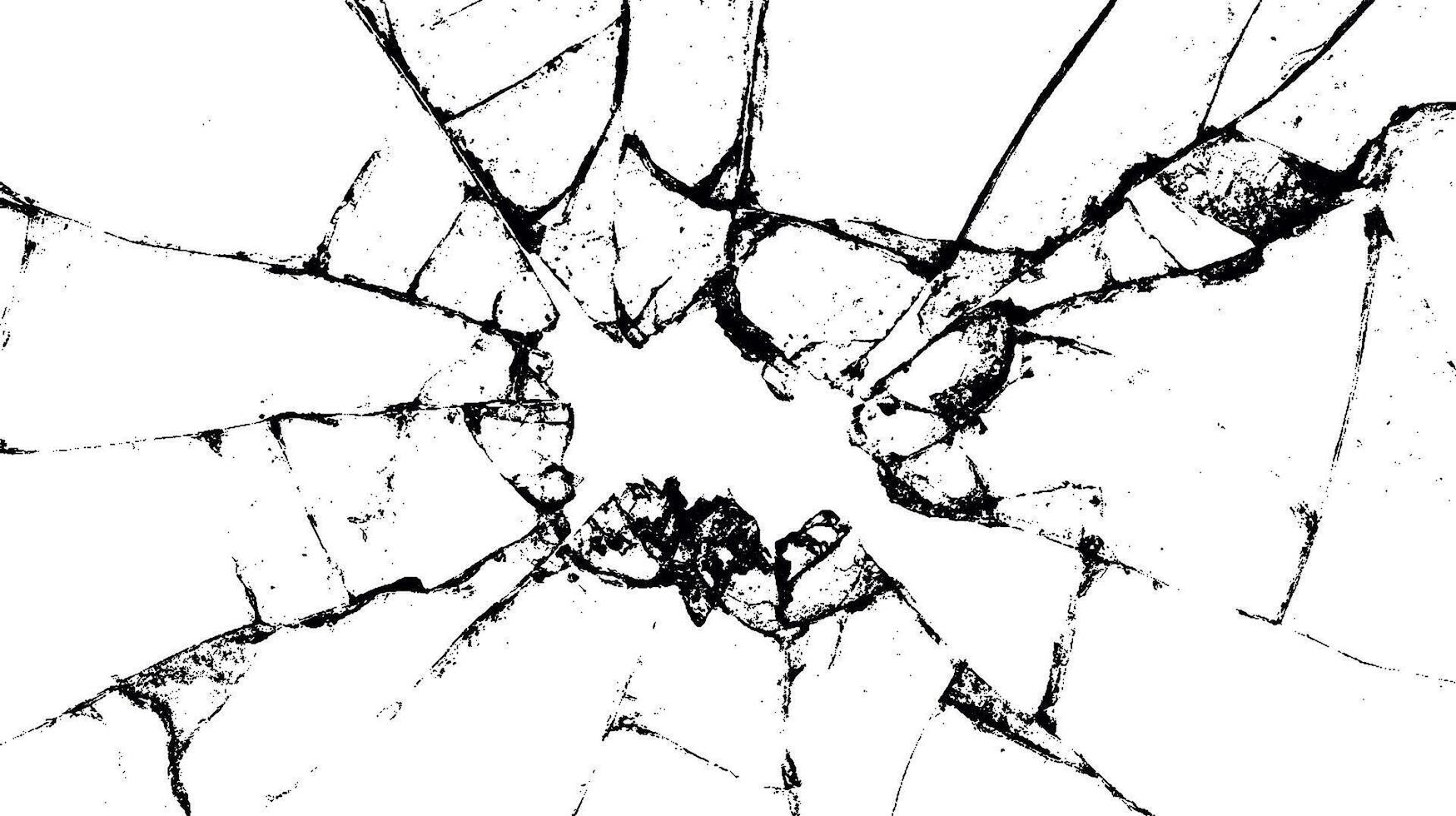 Broken glass with a cracked and shattered pattern. High-contrast abstract grunge texture, illustration. vector