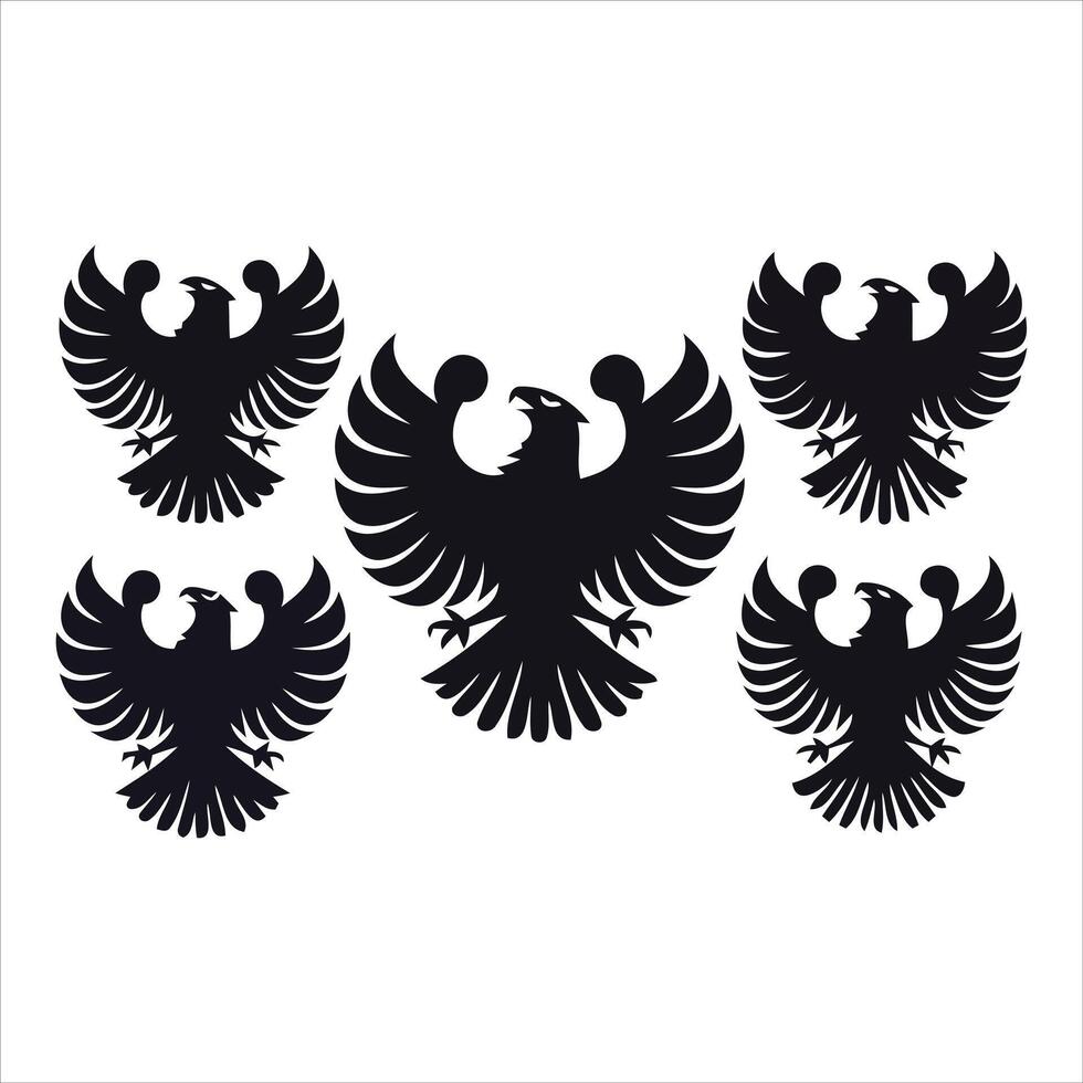 Five stylized black eagles displayed in a symmetrical pattern vector