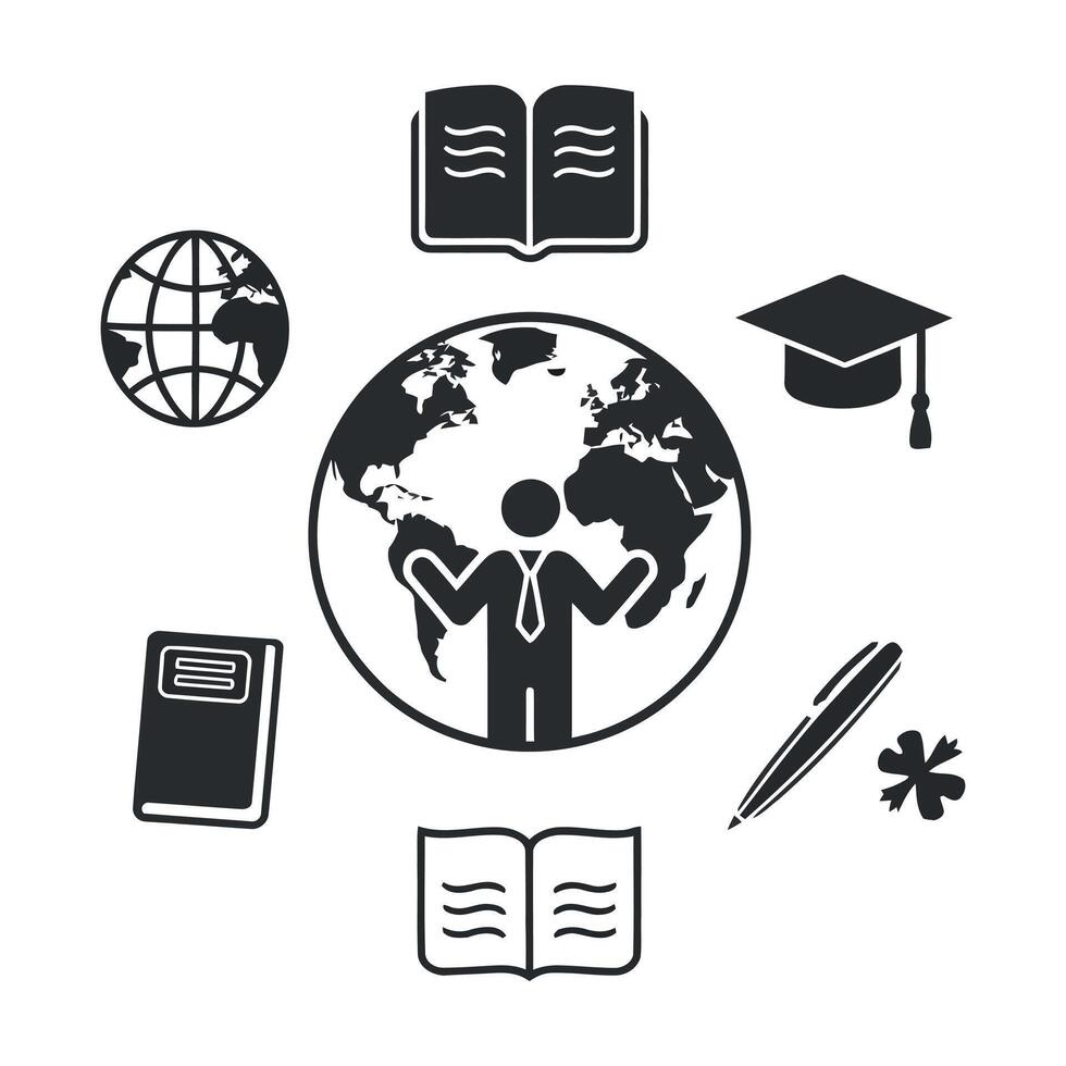Global education and business opportunities with learning icons vector
