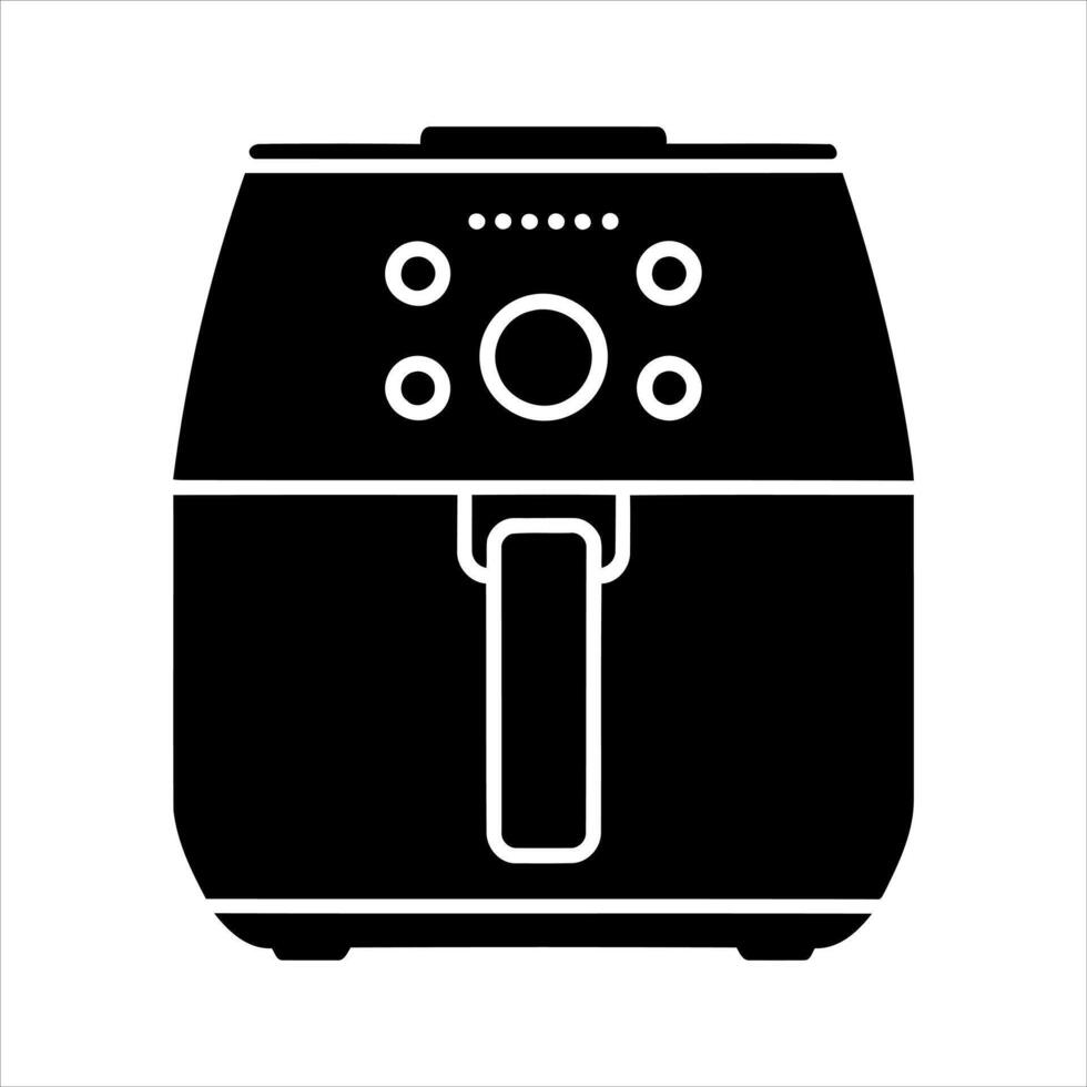 Simple black silhouette icon of a modern air fryer kitchen appliance vector