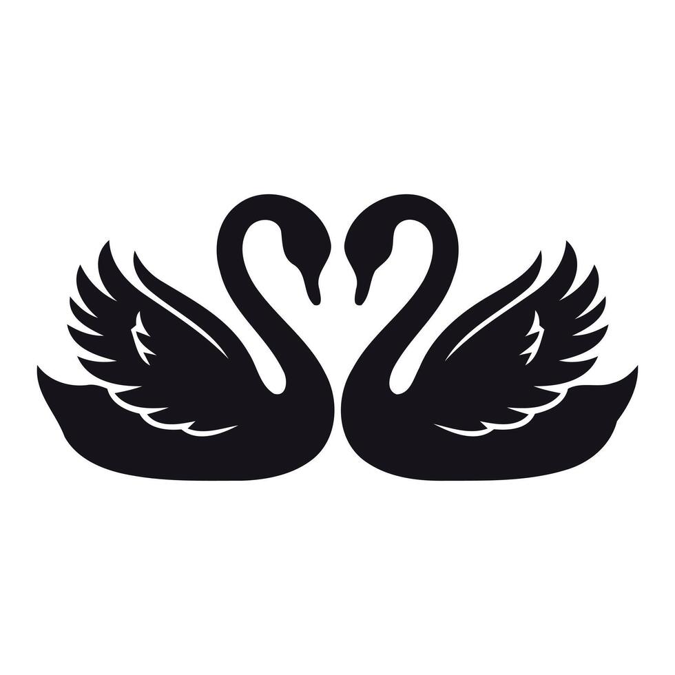 Two elegant black swans forming a heart shape with their necks vector
