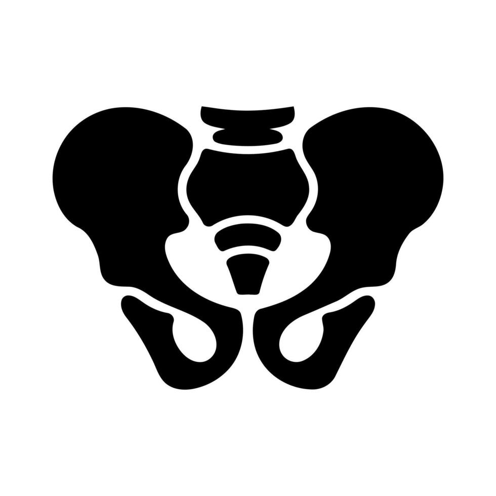 Stylized black silhouette of the human pelvis bone structure vector
