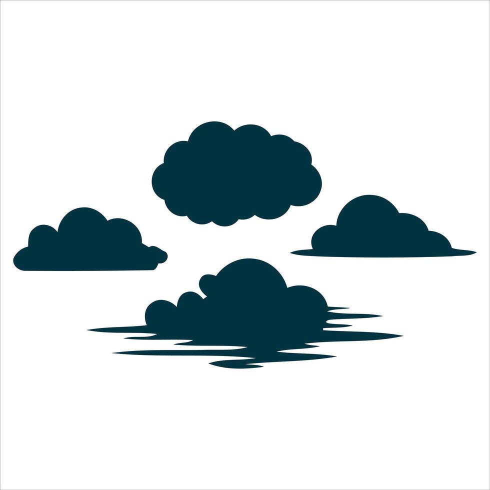 Stylized dark blue clouds floating on a white background vector