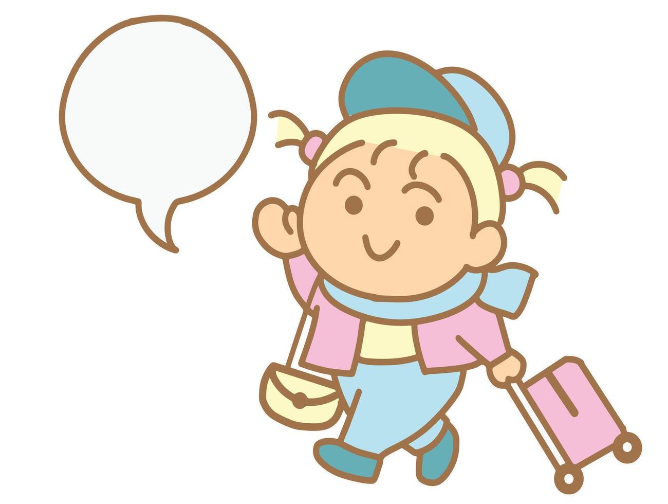 Child with luggage and speech bubble vector