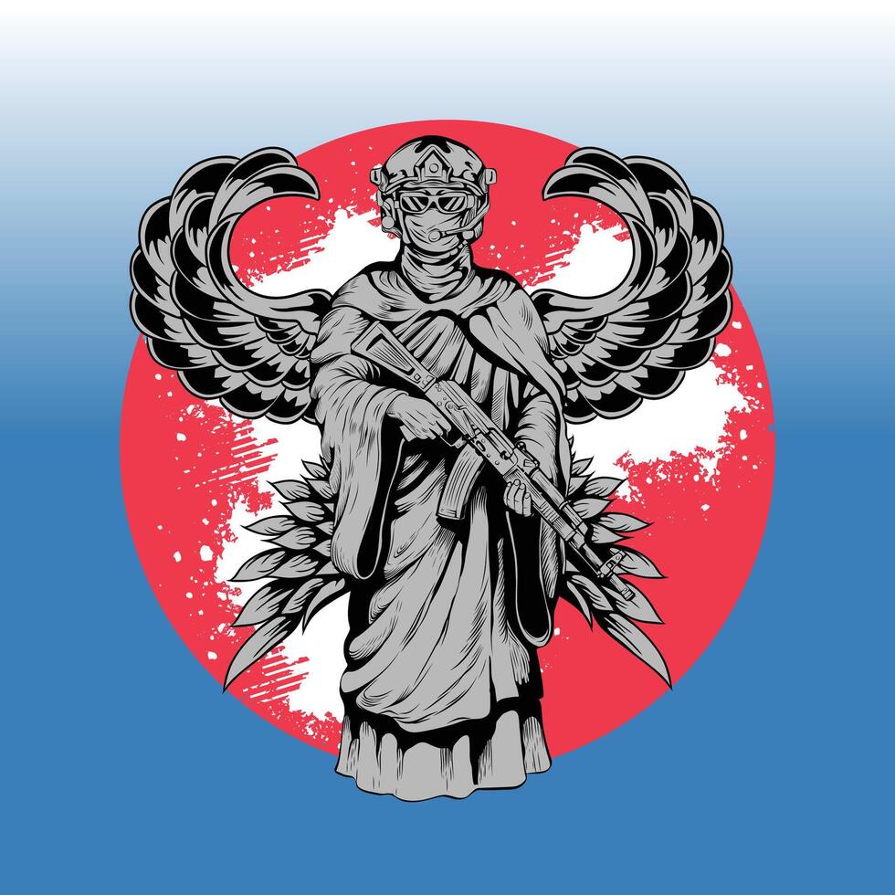 Guardian Angle for Tattoo Design vector