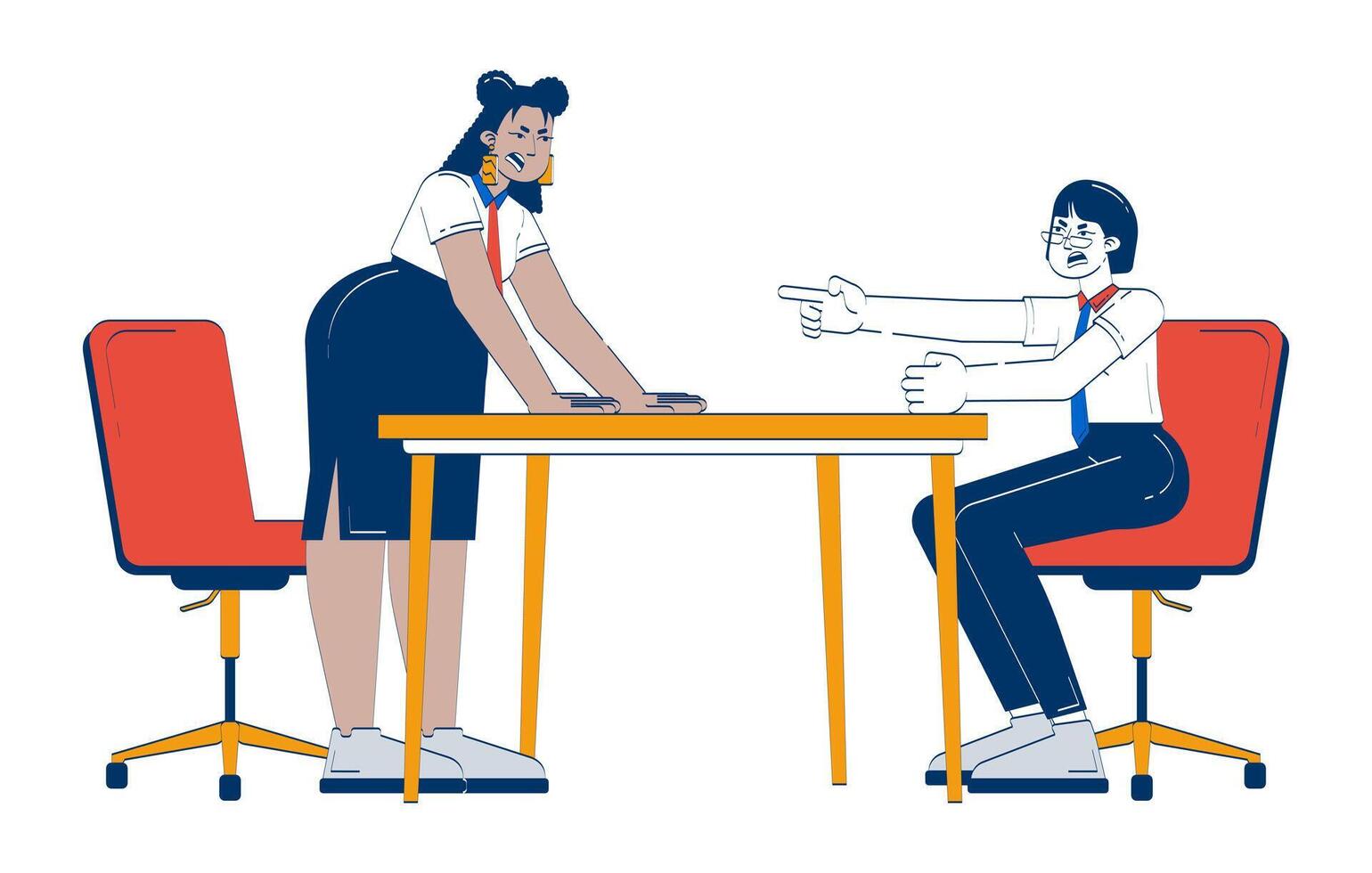 Two colleagues at a table discussing vector