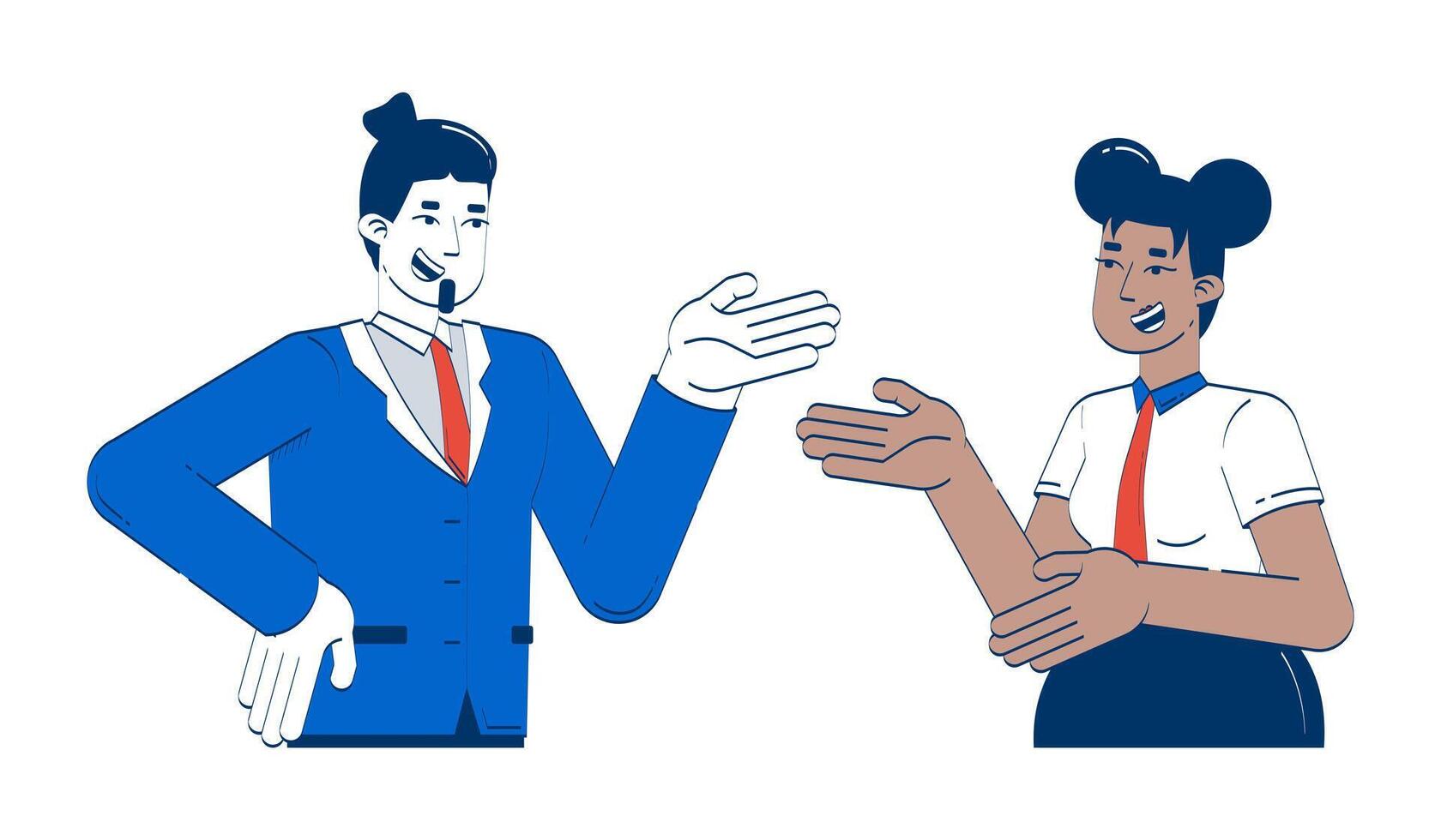 Two professionals discussing in an illustration vector