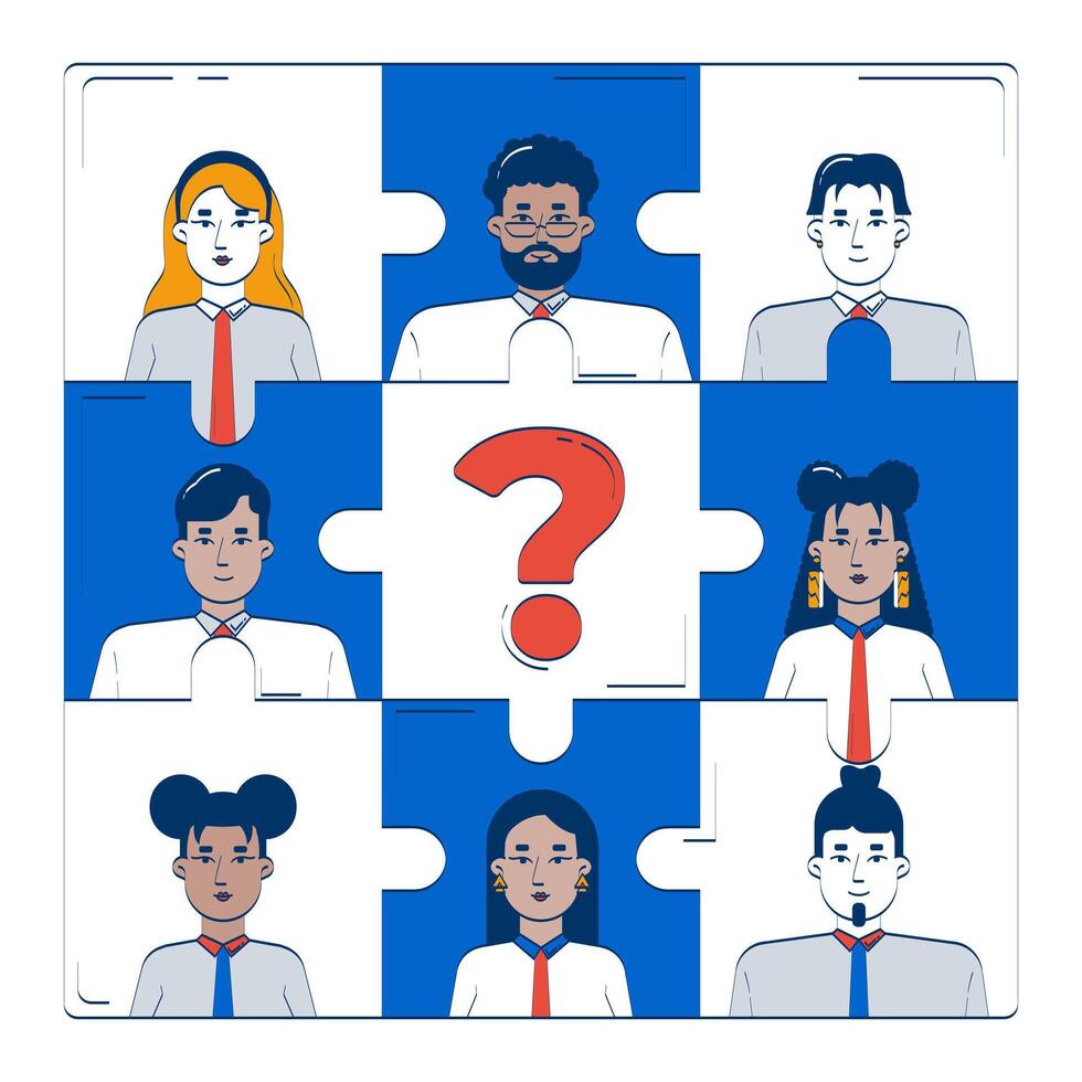 Diverse characters in puzzle pieces vector