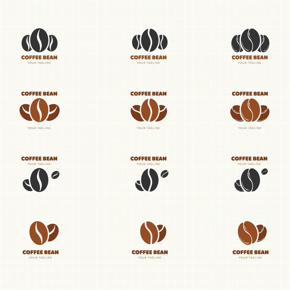 Modern Coffee Beans Icon Signs Set. Caffeine Logo Symbol trend Design. illustration vector
