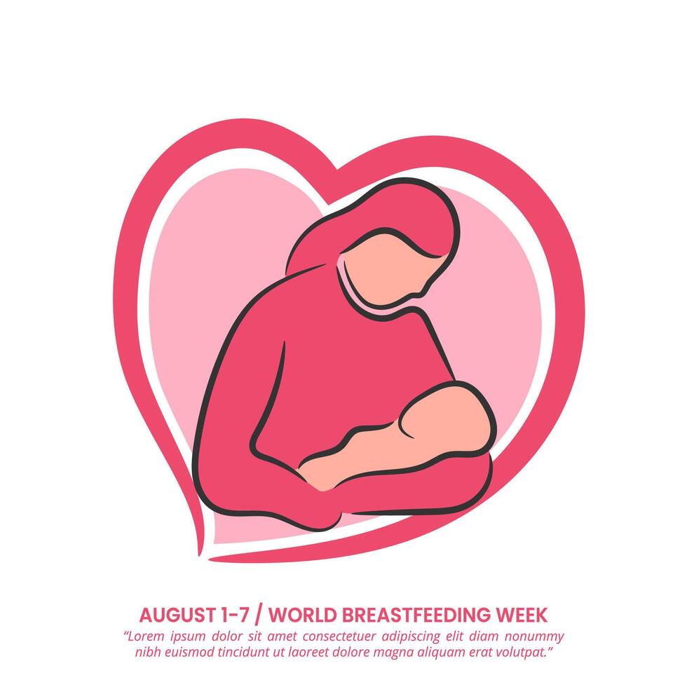 World Breastfeeding Week design with breastfeeding illustration vector