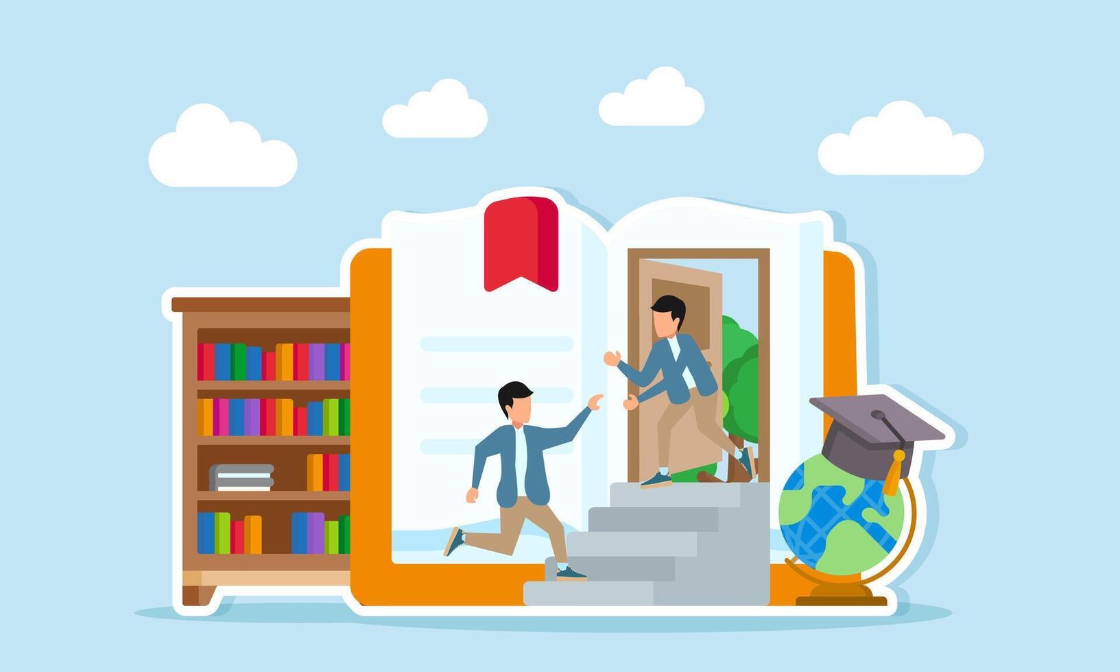 Children exploring education and learning vector