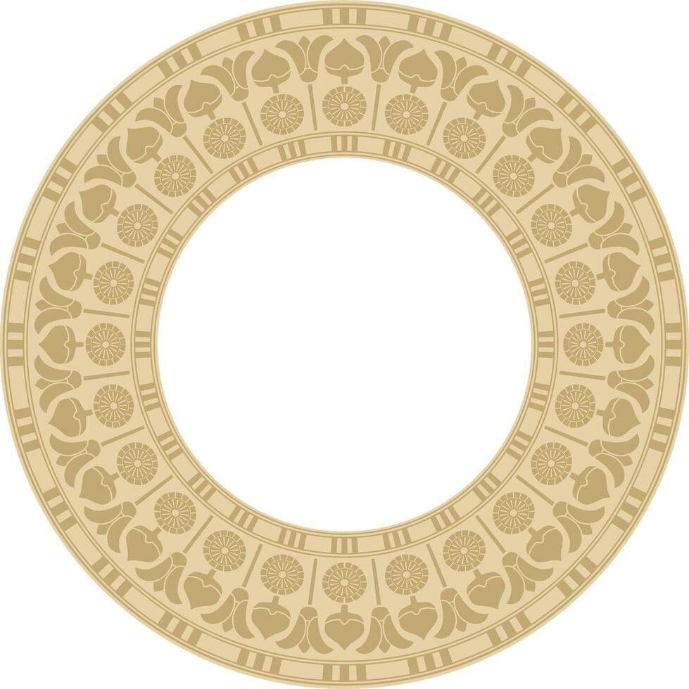 golden round Egyptian ornament. Endless Circle, Ring of Ancient Egypt, Geometric African frame vector