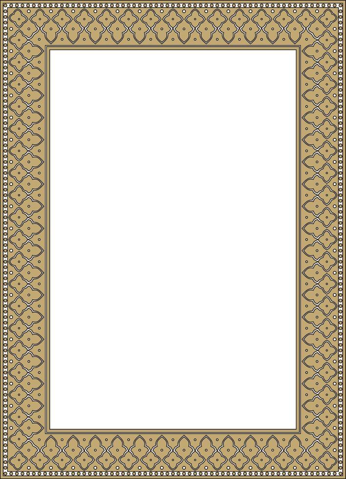 square gold and black national Persian ornament. Rectangle, frame, border, ethnic pattern of peoples of Iran, Iraq, Tajikistan vector