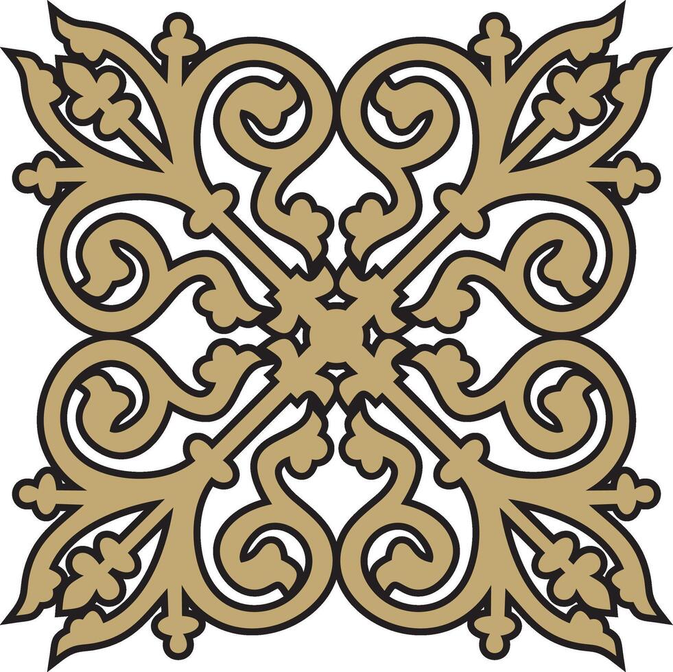gold with black gothic ornament. Medieval European art. Traditional patterns Catholic cathedral vector