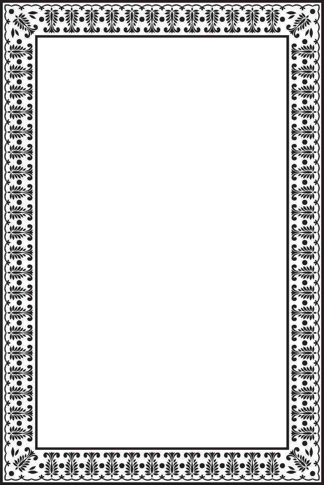 square monochrome black Indian national ornament. Ethnic plant border. Flowers frame vector