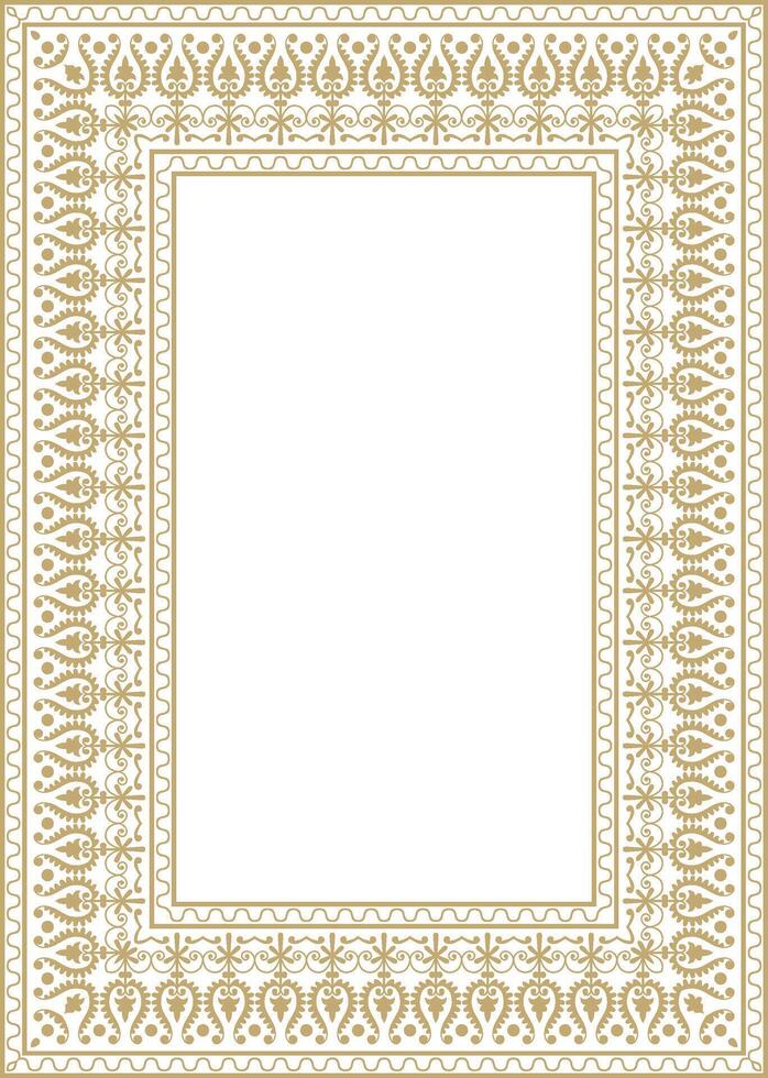 Uzbek Golden Square Ornament. Turkic Rectangle, Frame.Central Asian Cultural Heritage vector
