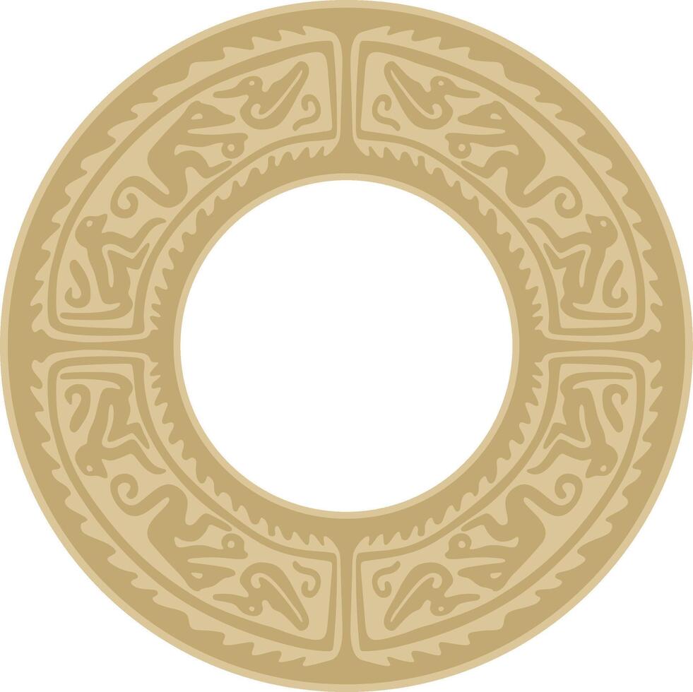 round golden border ornament. Native American framework, circle vector