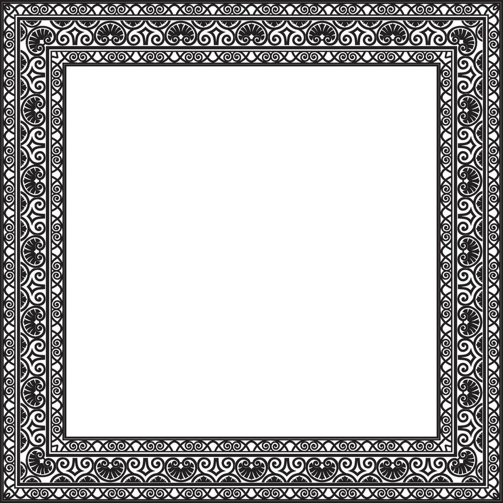 monochrome black square classic renaissance ornament. Endless european border, revival frame vector