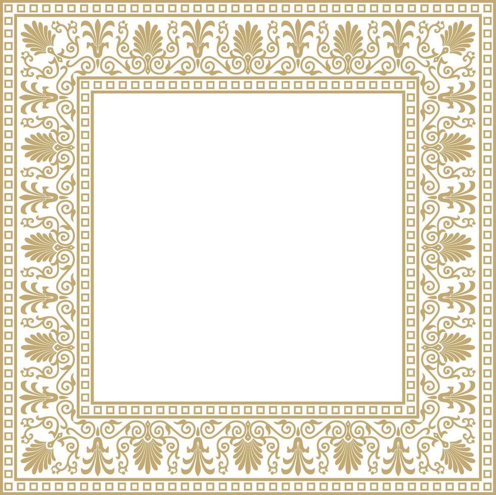 golden square classic greek ornament. European ornament. Border, frame Greece, Roman Empire vector