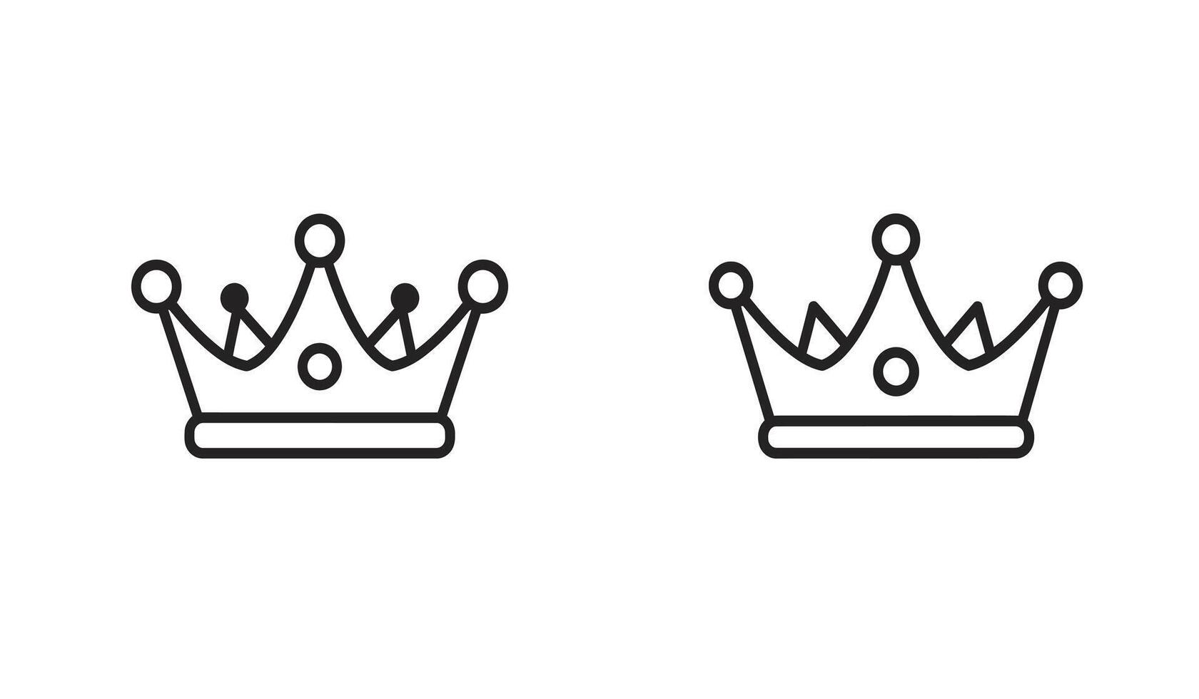 Two crowns are shown in a line drawing vector