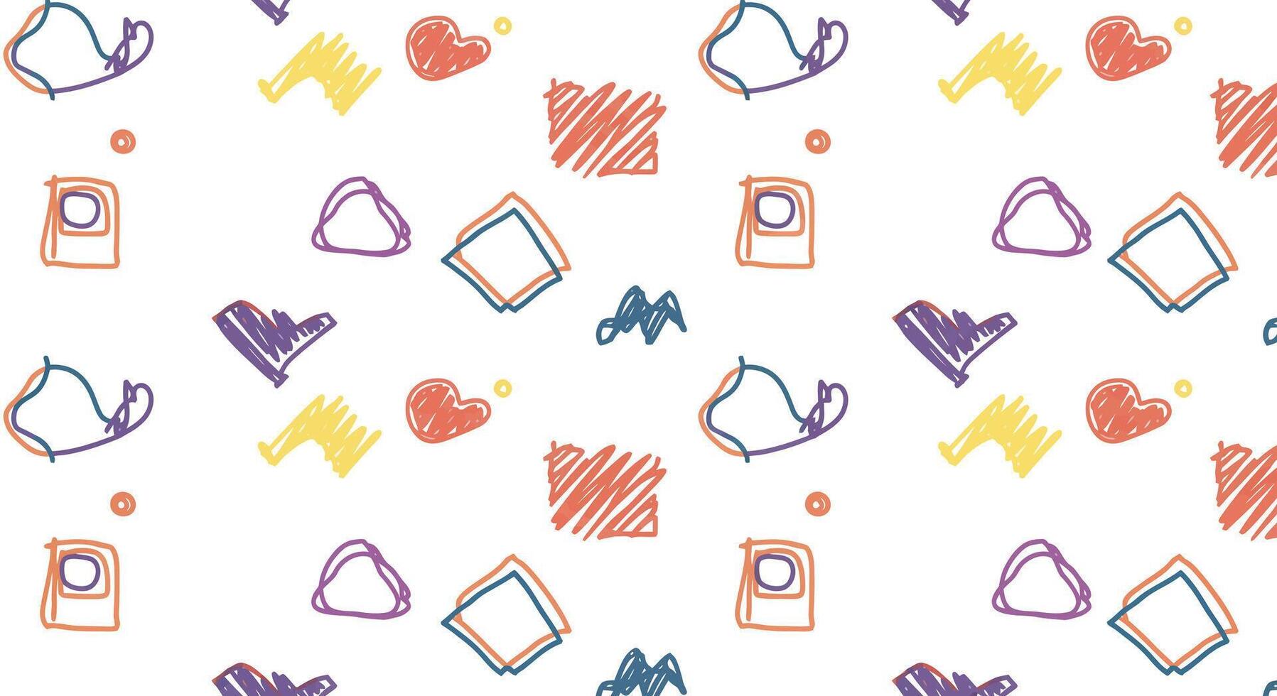 A colorful pattern with hearts and other shapes vector