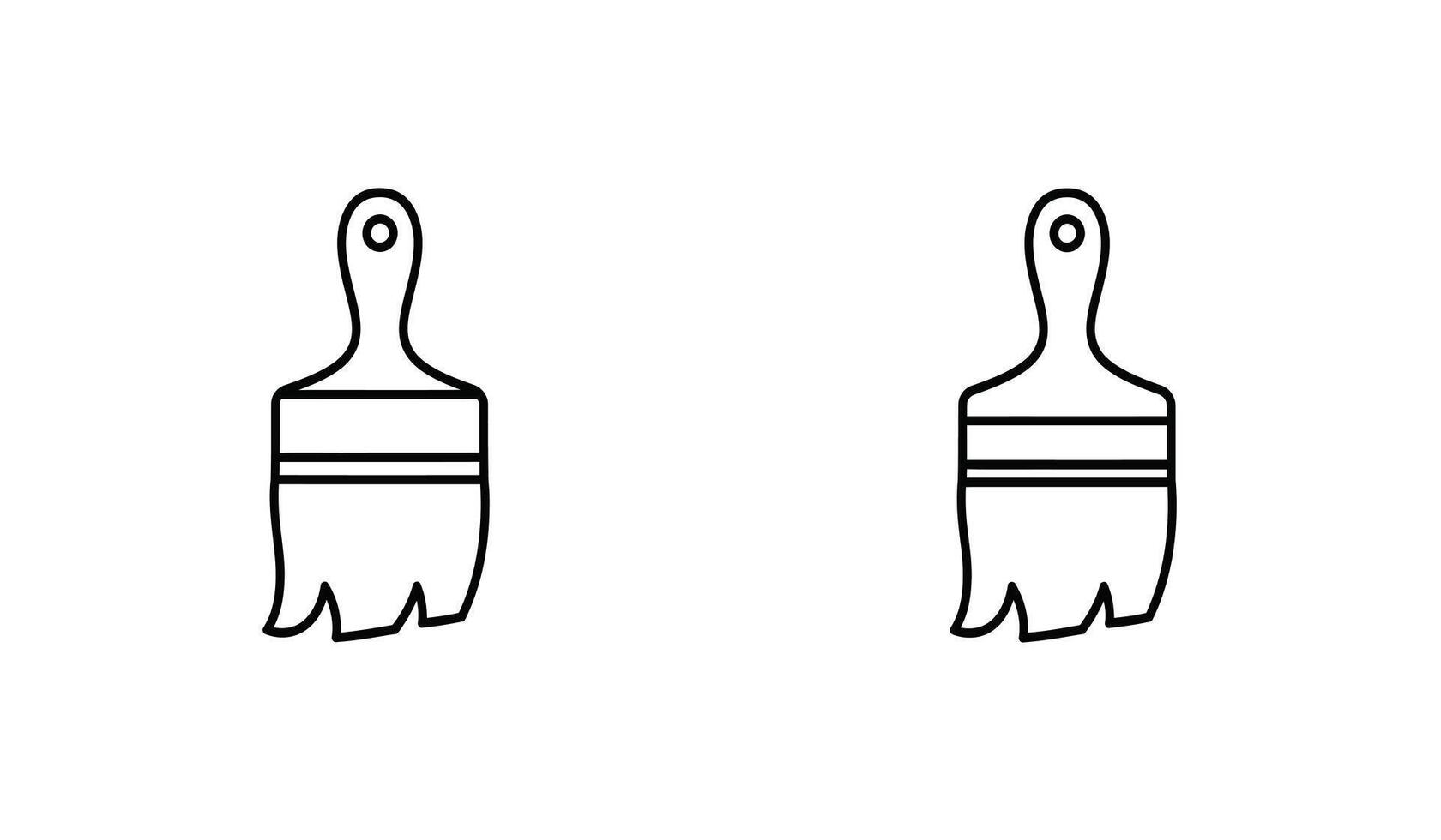 Two paint brushes are shown in a line drawing vector