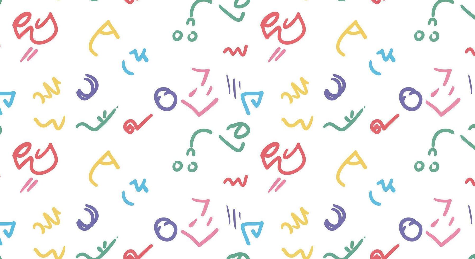 A colorful pattern with various letters and numbers vector