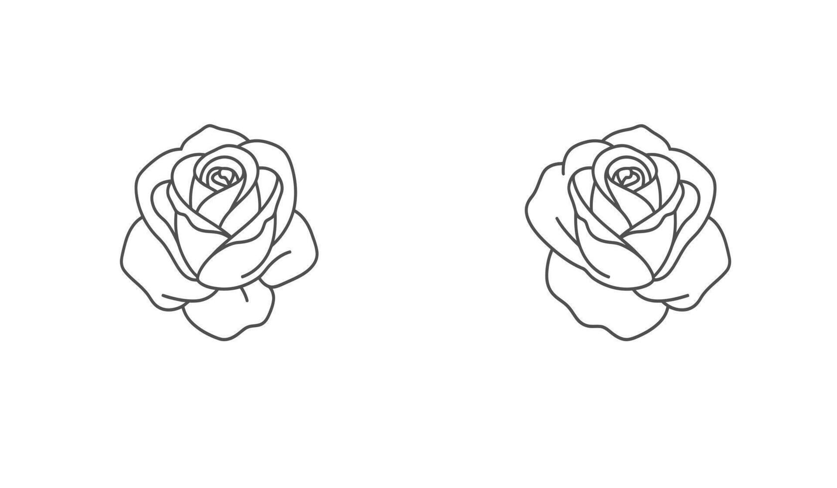Two roses are drawn in a line on a white background vector