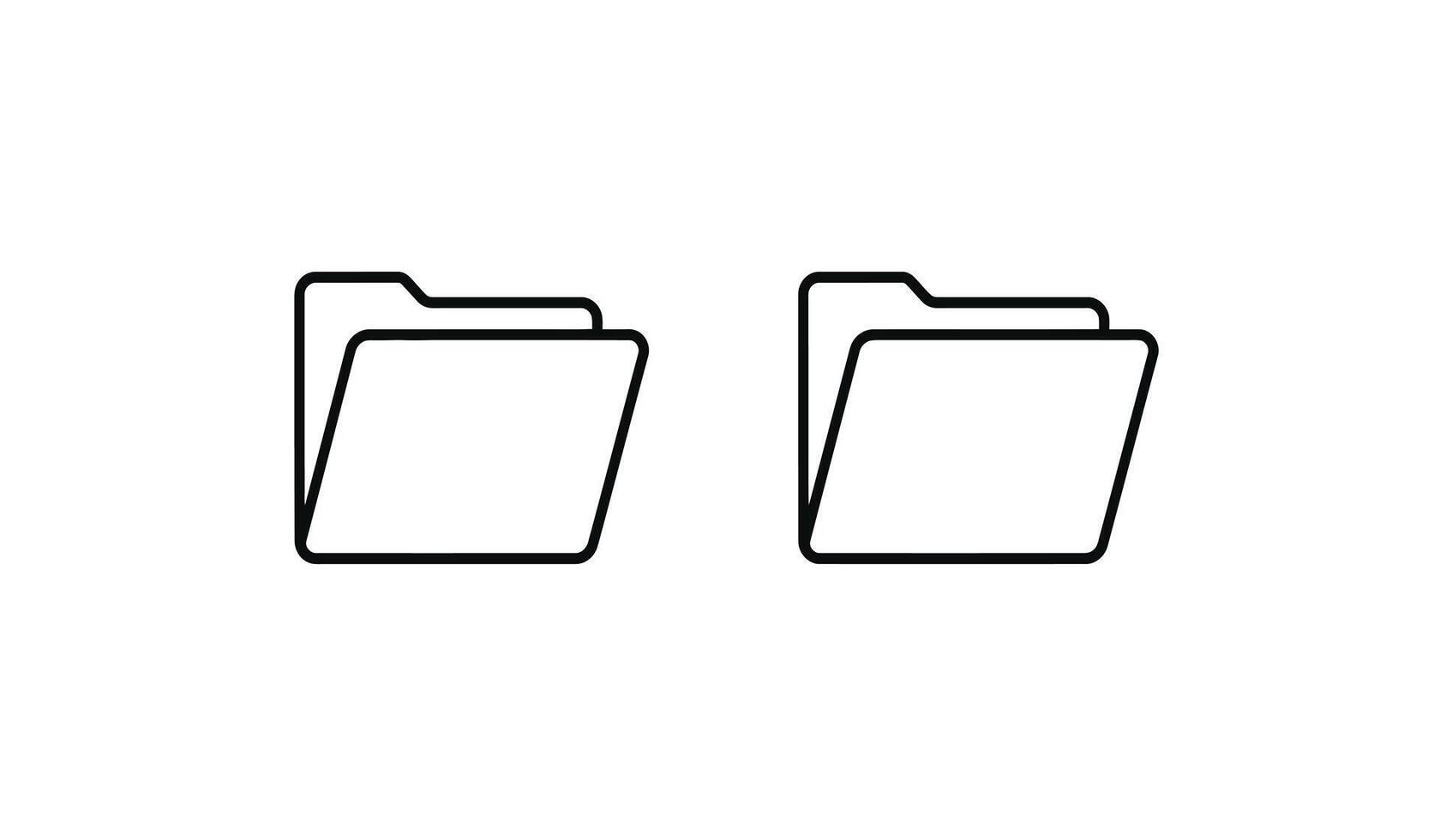 Two folders are shown in a line drawing vector