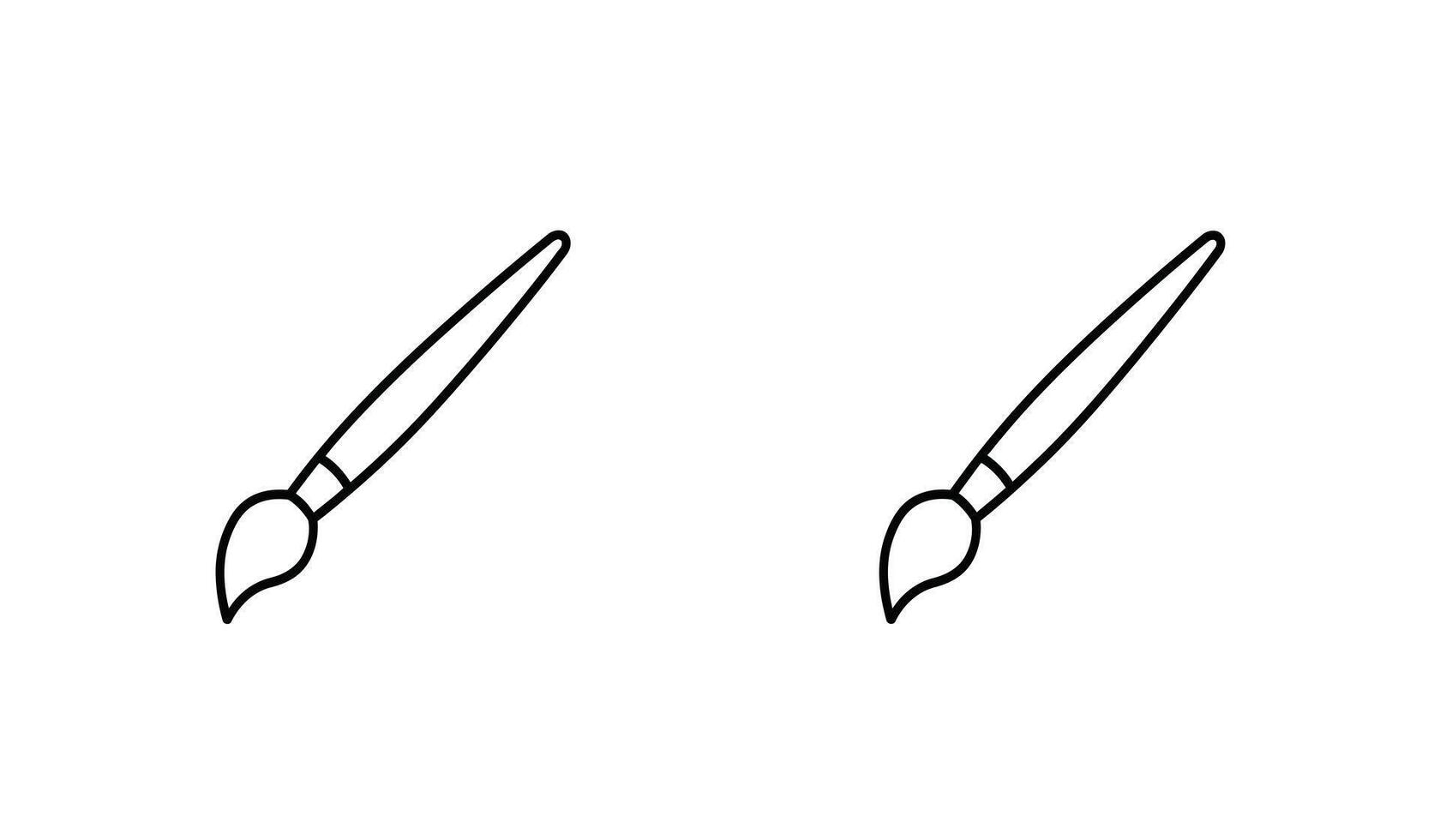 Two black outline paintbrushes in silhouette against a clean white background isolated on white background vector