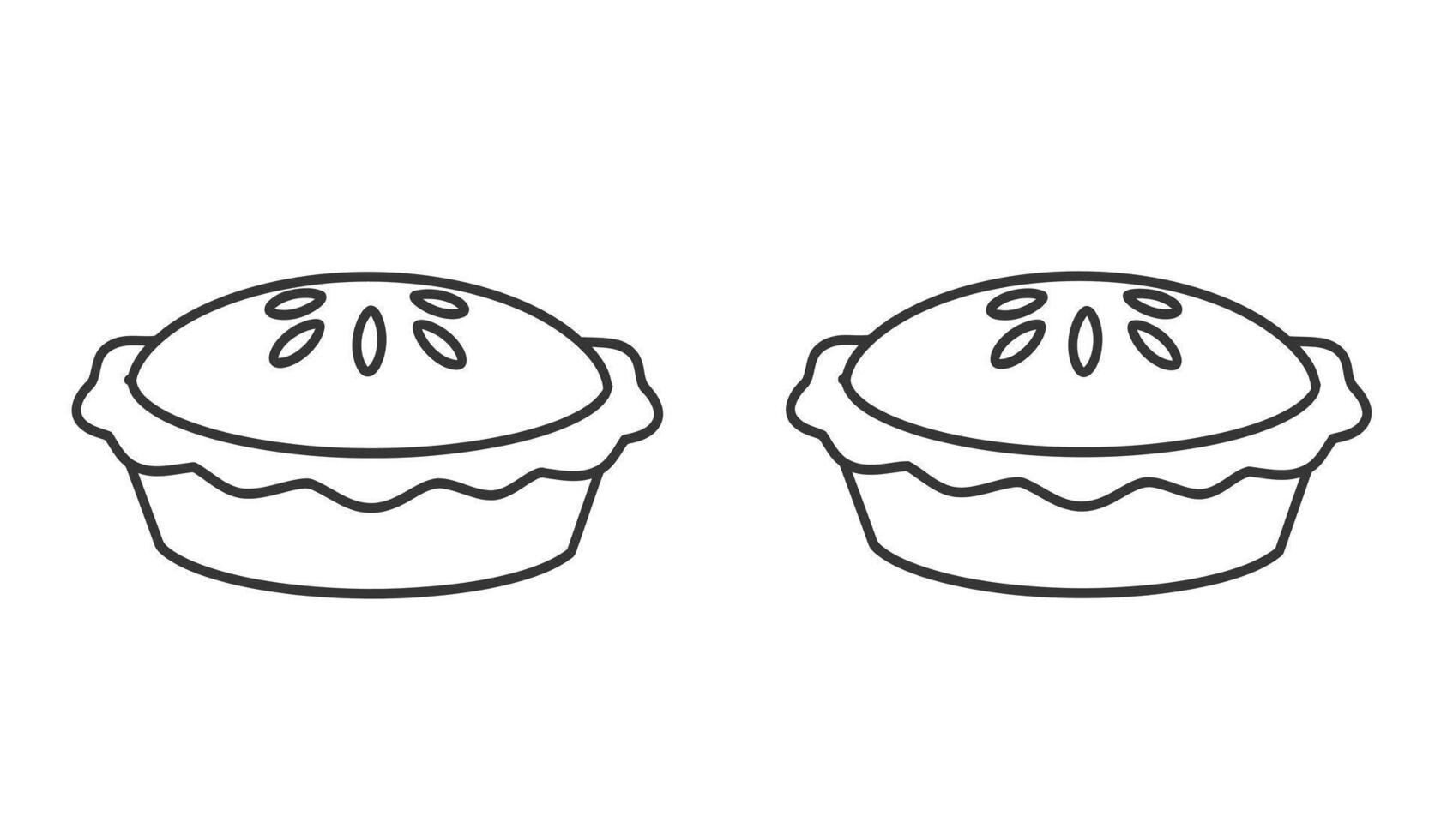 Two pies are shown in a line drawing vector