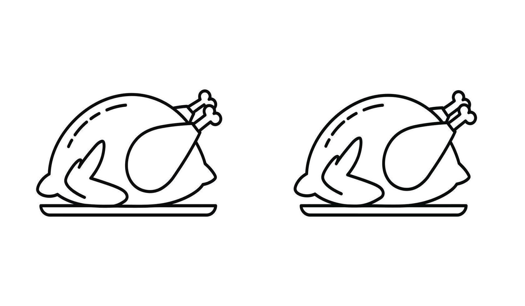 Two turkey heads on a plate with a plate in the middle vector