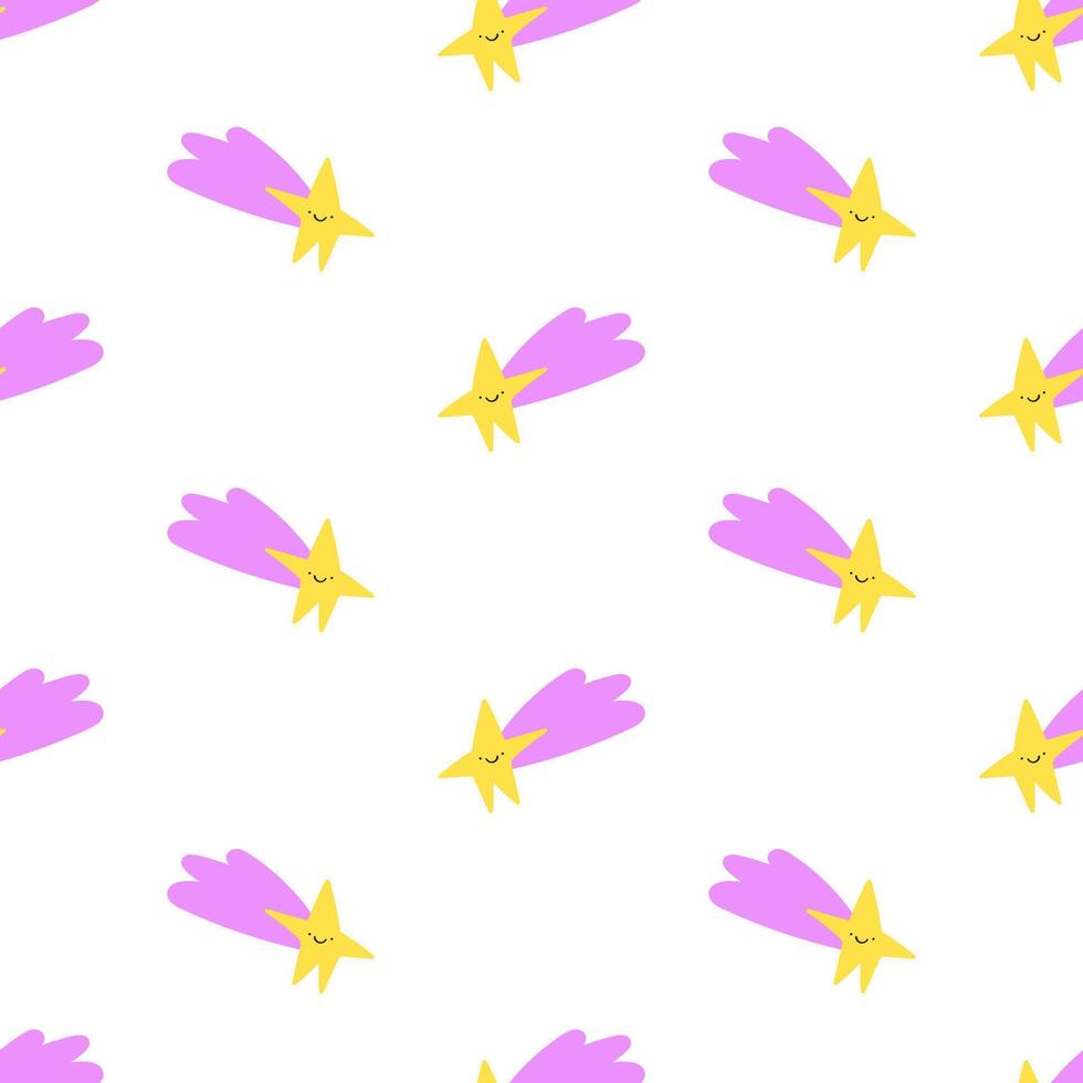Seamless pattern. Falling star. Flat design. Illustration on white background. vector