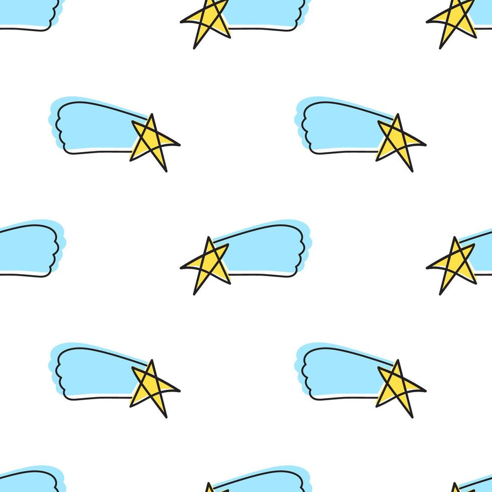 Stars. Seamless pattern. Childish art design. hand drawn illustration on white background. vector