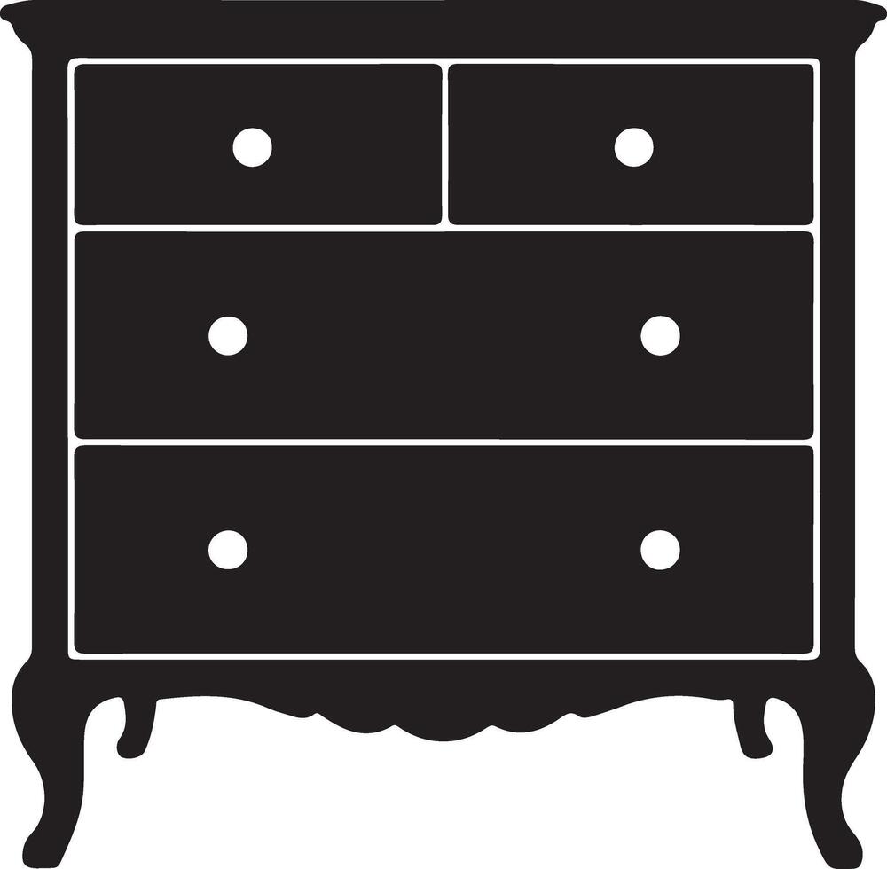 A black and white illustration of a dresser vector
