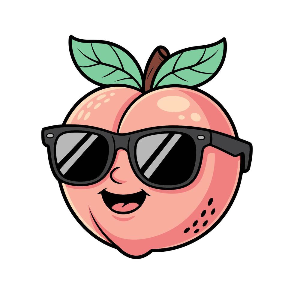 Cool Peach Wearing Sunglasses Cartoon Illustration vector