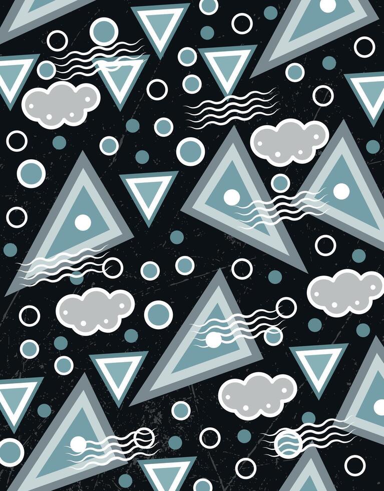 Geometric Clouds and Triangles on Dark Background vector