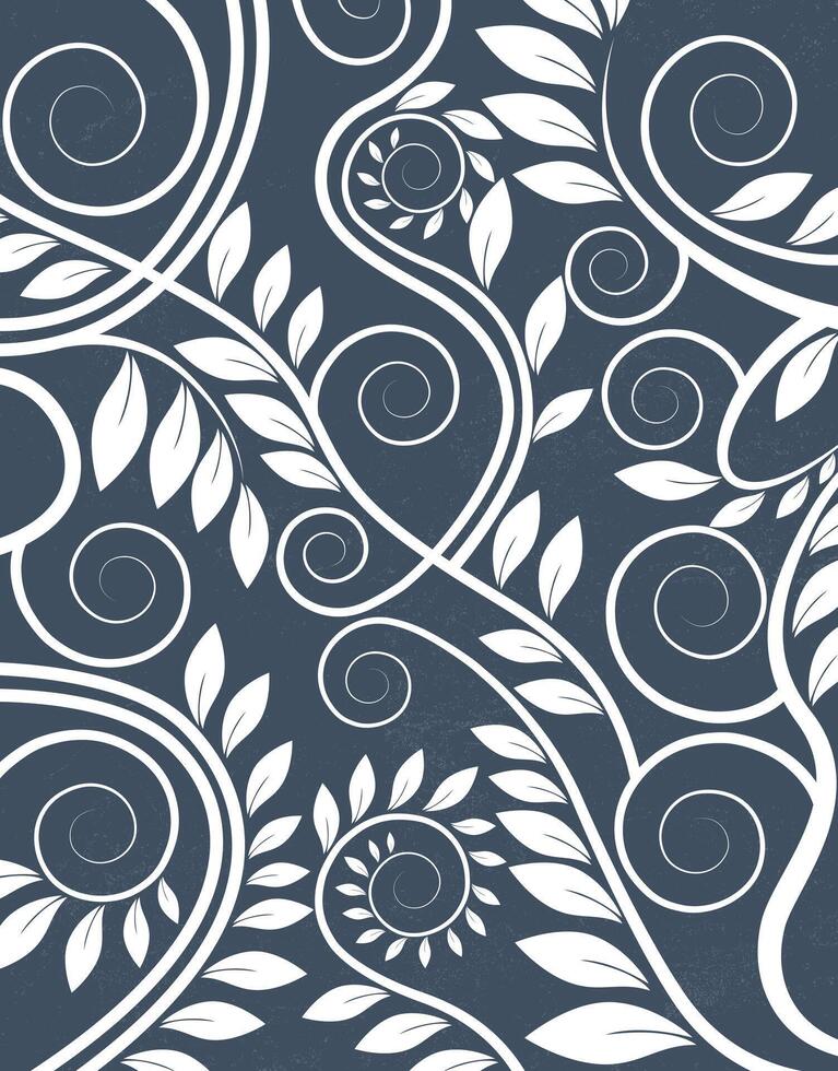 Elegant White Vines on Navy Blue Background vector